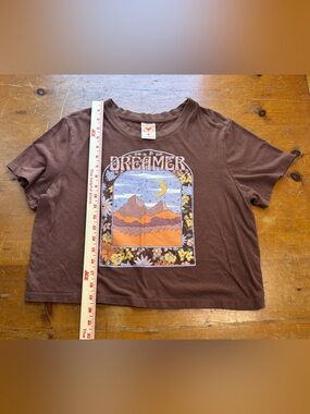 Self Esteem Dreamer Graphic Crop Tee XL Brown Boho Western Celestial Moon
